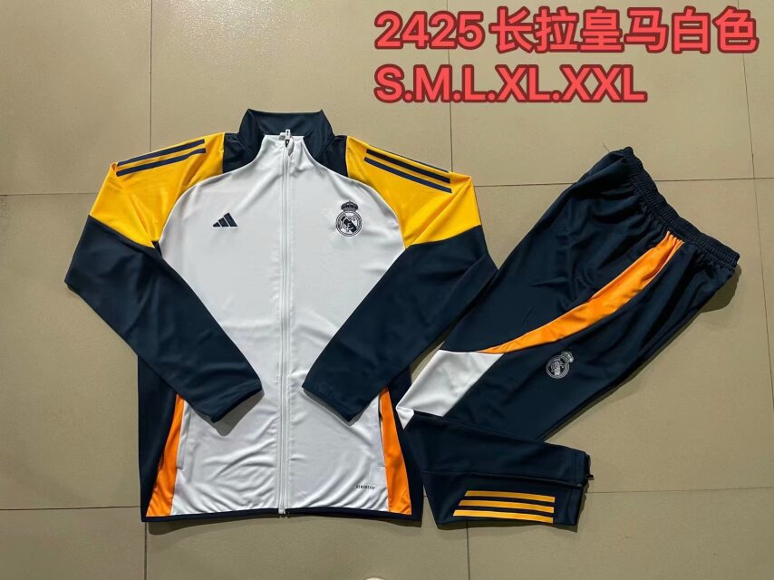 AAA Quality Real Madrid 24/25 Tracksuit - Yellow/Navy Blue/White